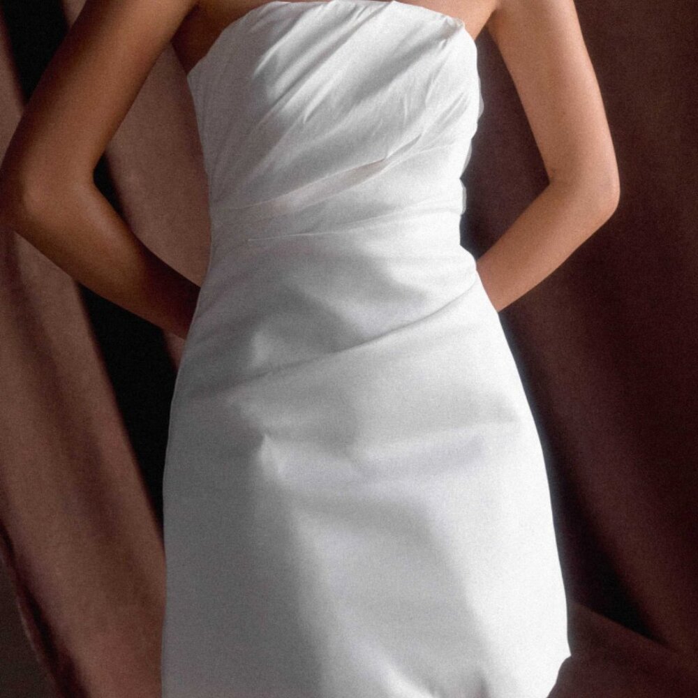 Meshki Leslie Gathered Taffeta Mini Dress - White